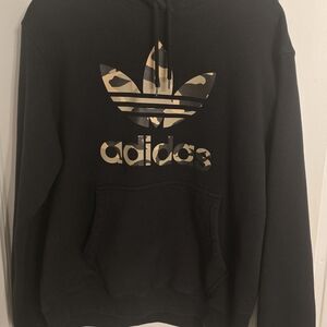 Adidas Black Hoodie with Camouflage Trefoil